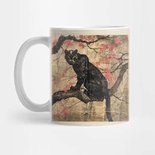 BLACK PANTHER WOODBLOCK PRINT. Mug